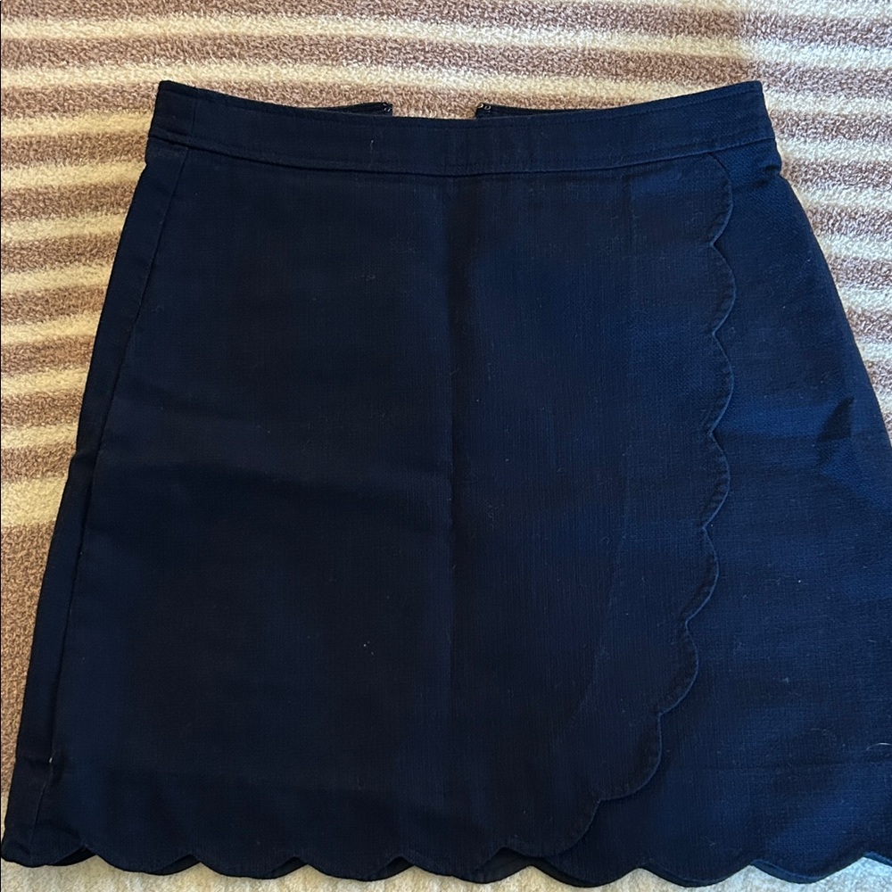 J. Crew Dark Blue Scalloped Mini Skirt